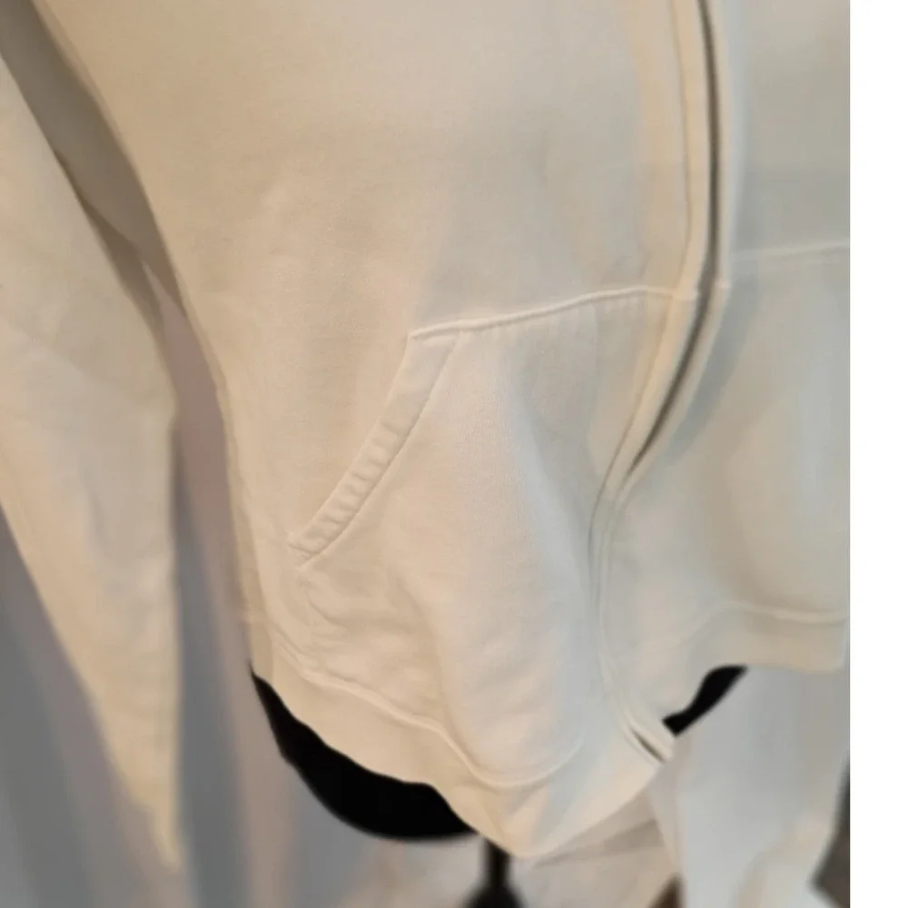 Nike White‎ Full Zip Hoodie Embroidered Swoosh Logo Sweatshirt Girls Large 12-14